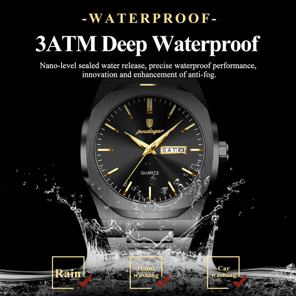 Fashion Brand Male Watch- Fully Waterproof and Luminous with Stainless Steel