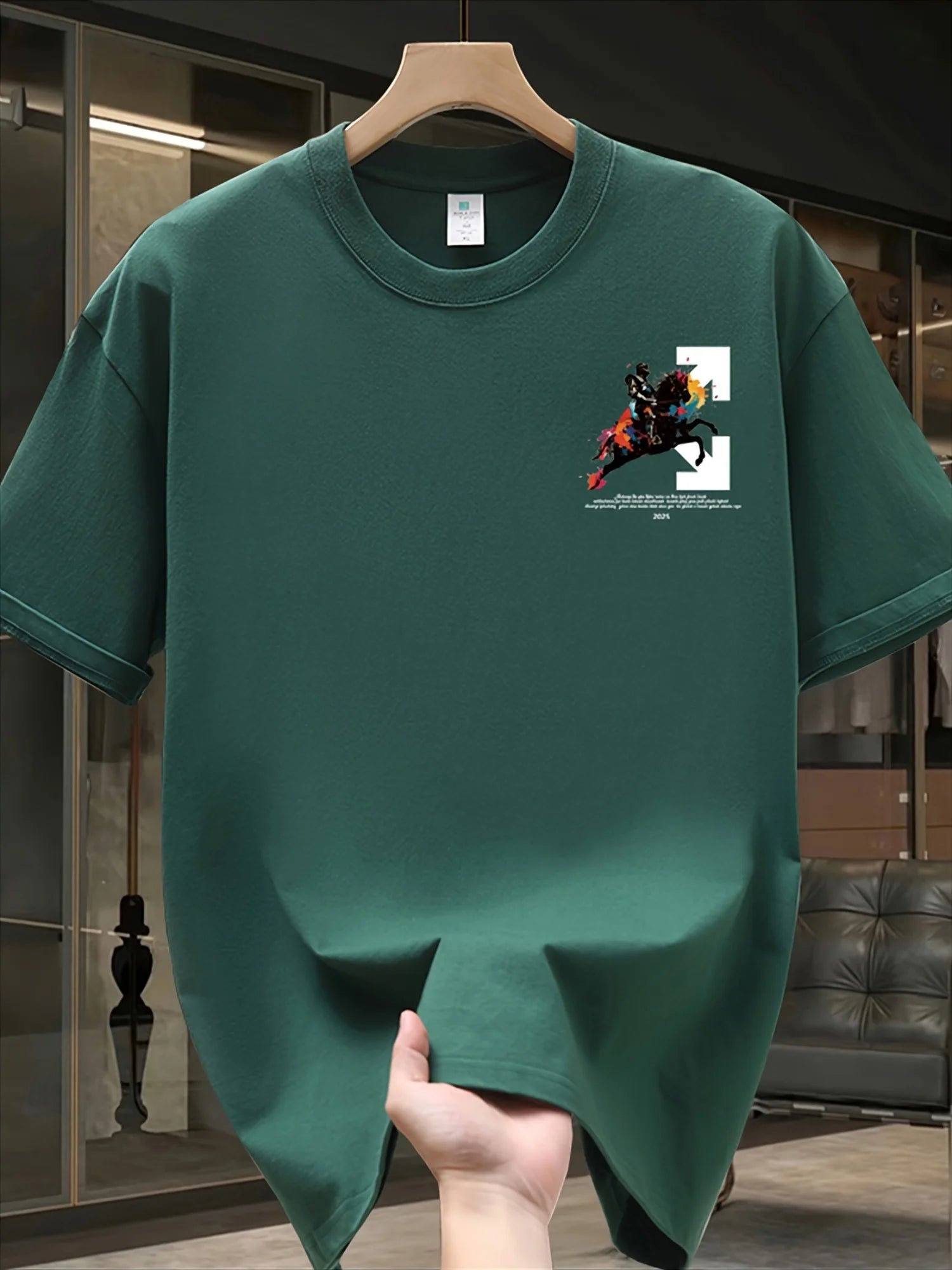 Men's summer trendy all-match T-shirt, super cool and handsome print, polyester fiber breathable fabric, casual and simple short