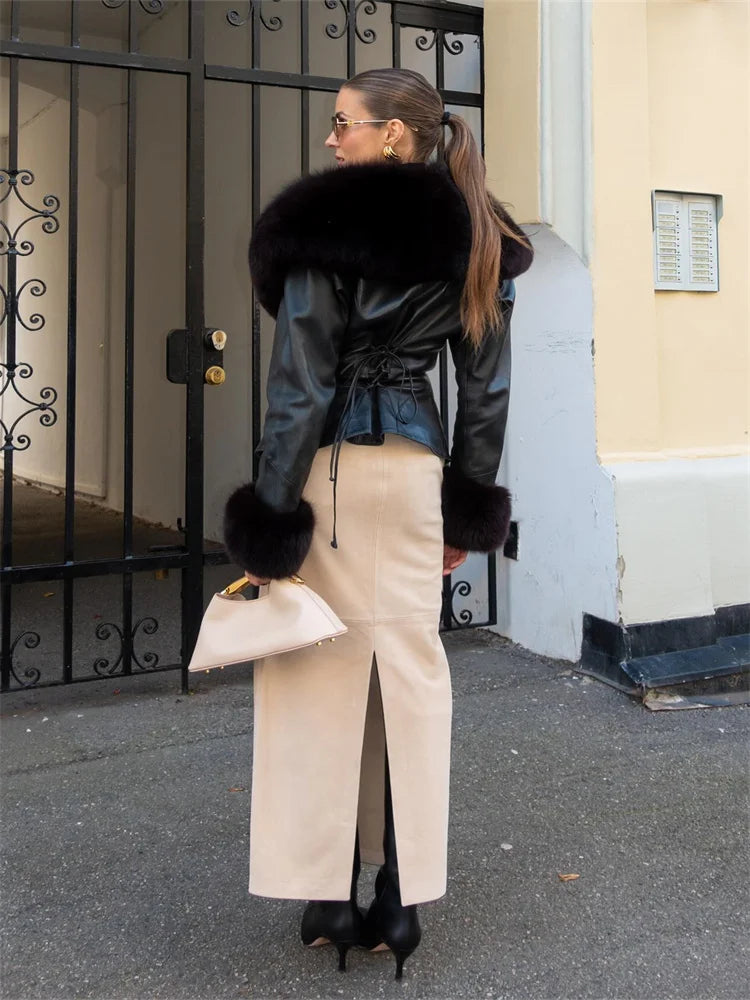 Luxury Fur Women’s Coat with Plush Cuffs