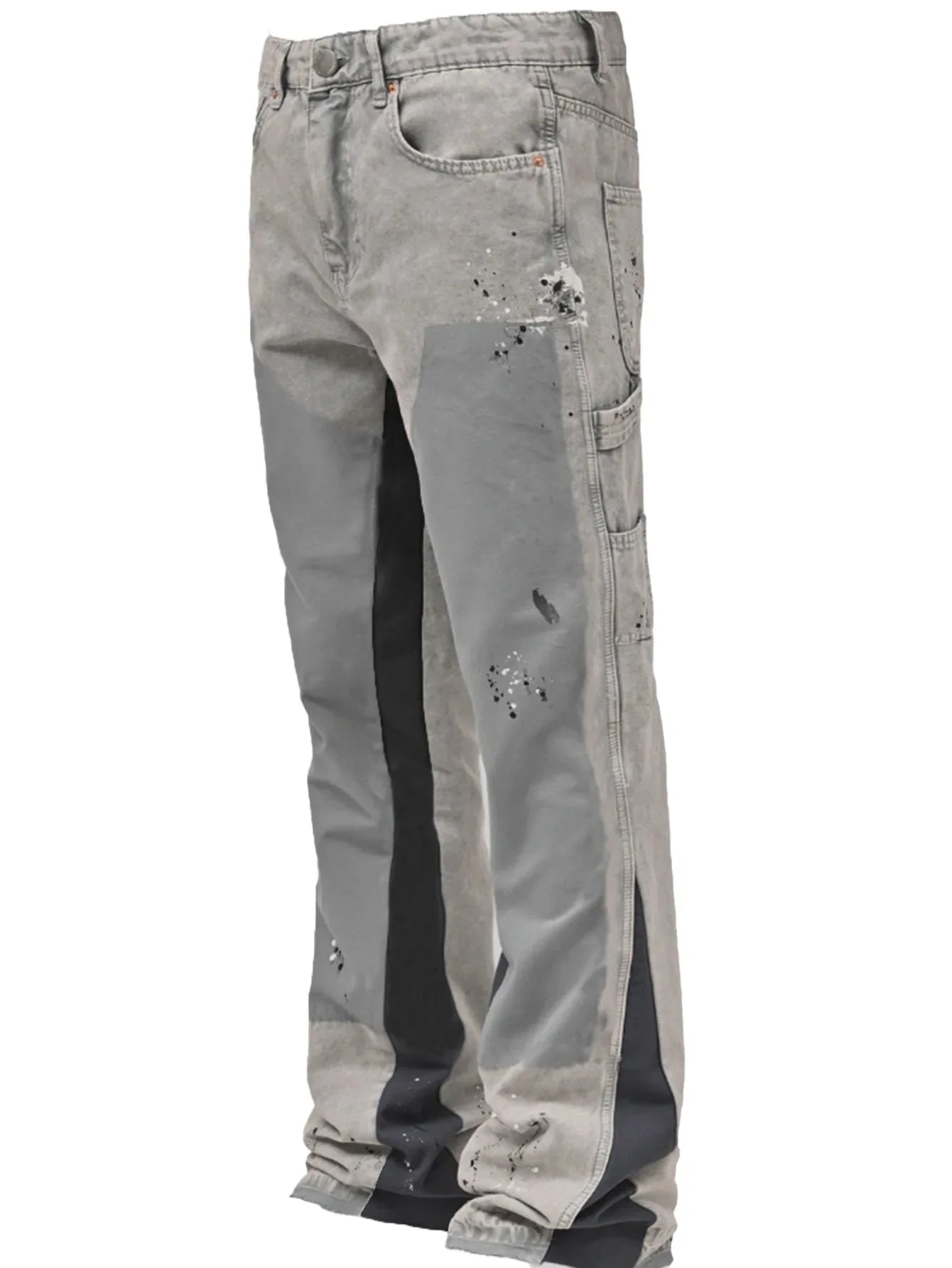 Elastic Patchwork Denim Layered Flared Pants