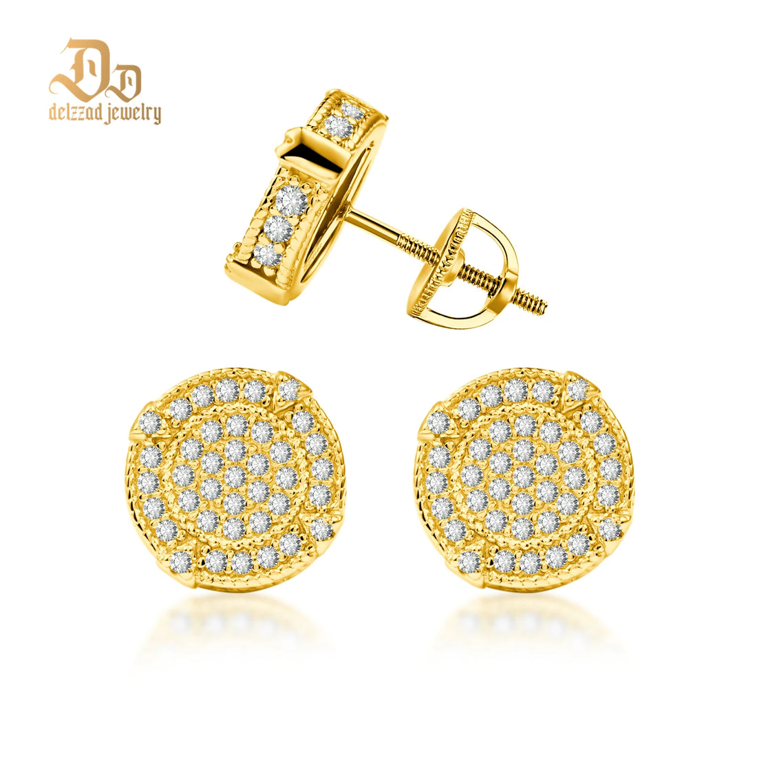 D Color Moissanite Large Round Earrings with 925 Sterling Silver for Unisex