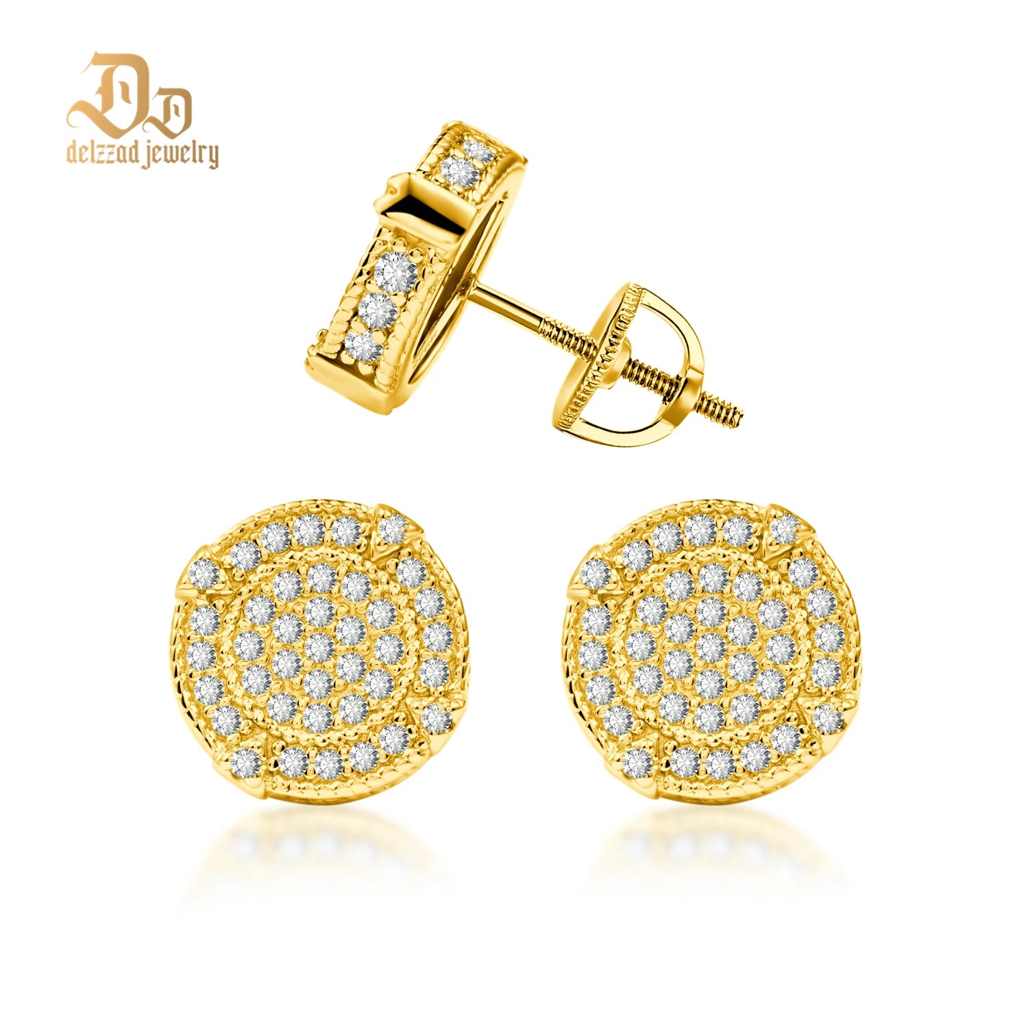 D Color Moissanite Large Round Earrings with 925 Sterling Silver for Unisex