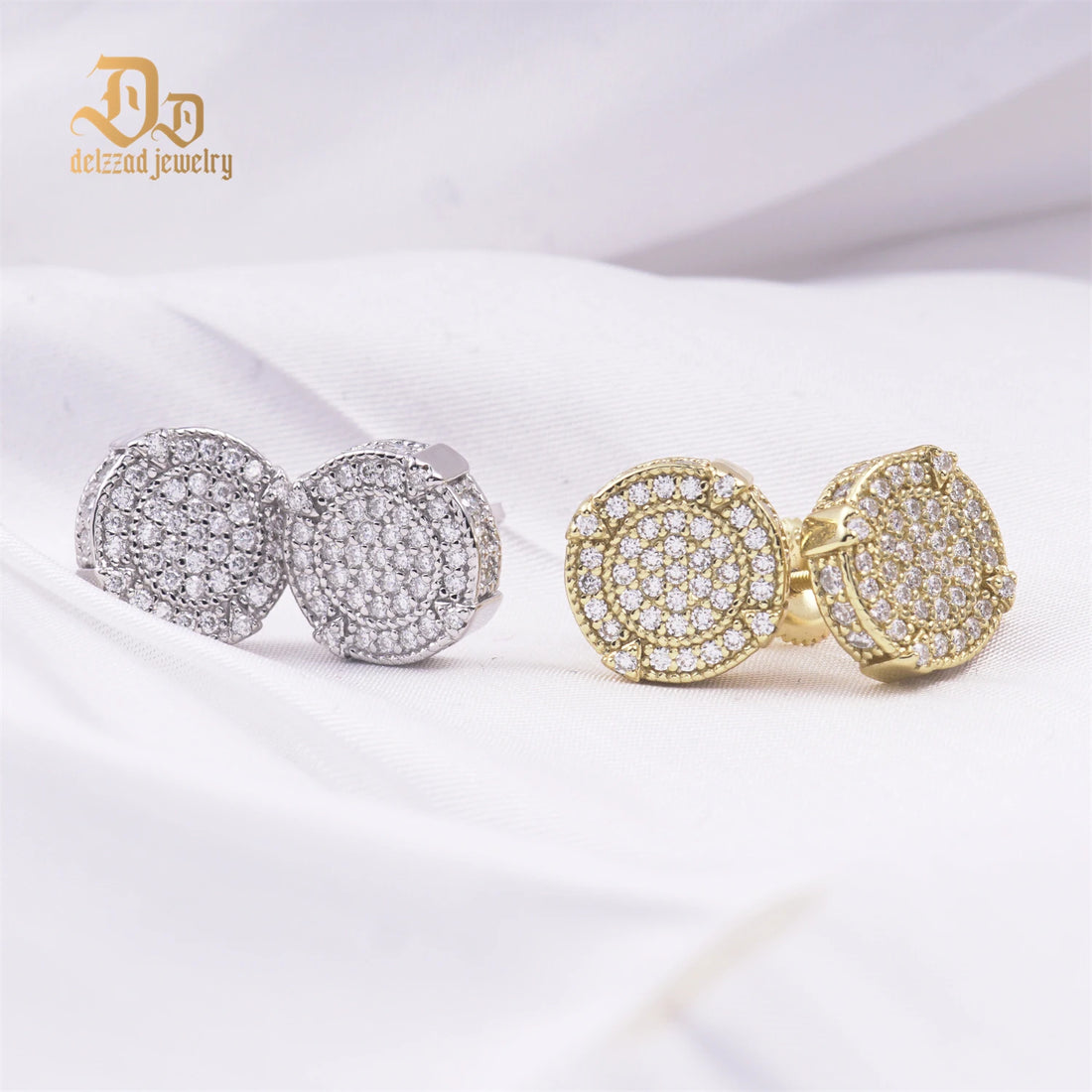 D Color Moissanite Large Round Earrings with 925 Sterling Silver for Unisex