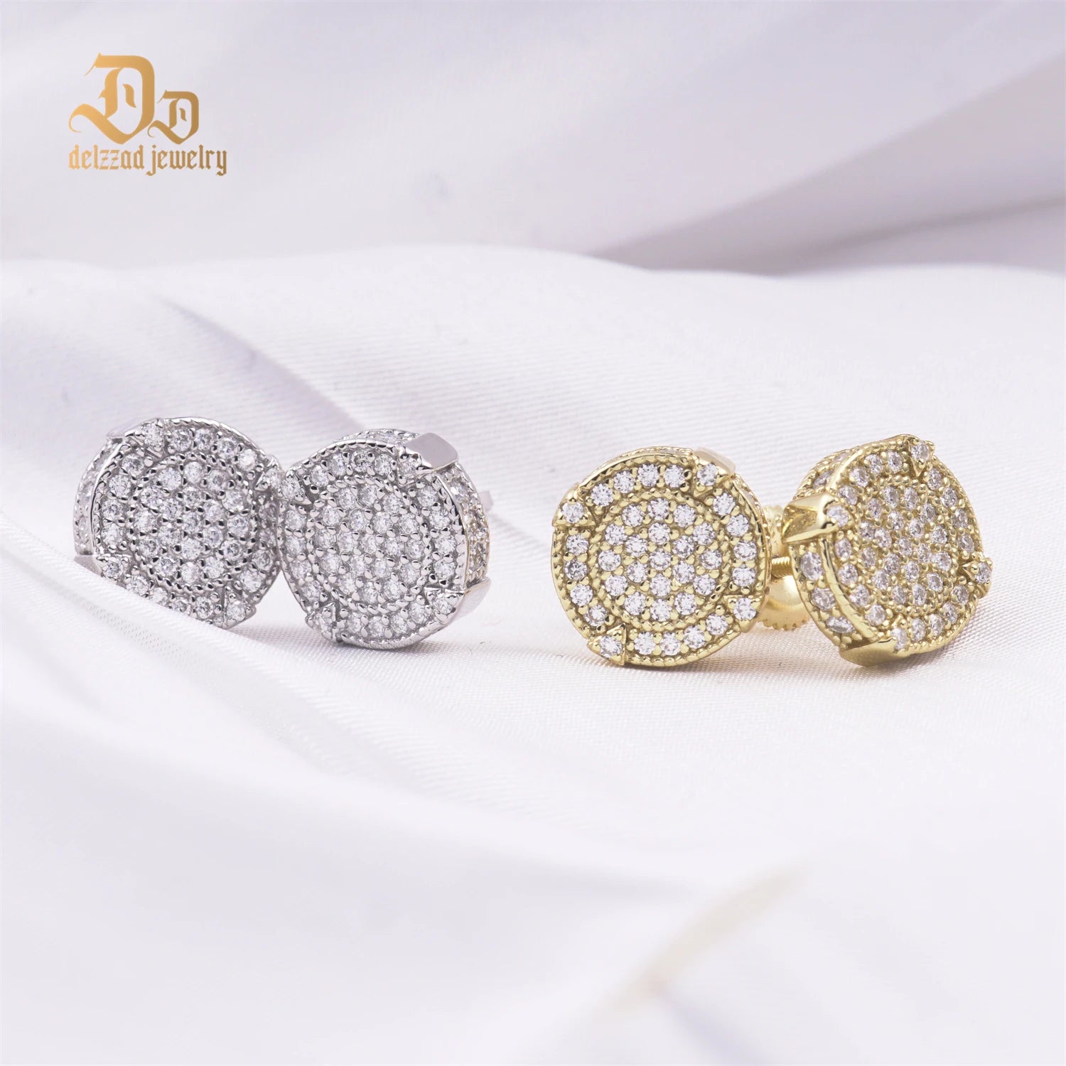 D Color Moissanite Large Round Earrings with 925 Sterling Silver for Unisex