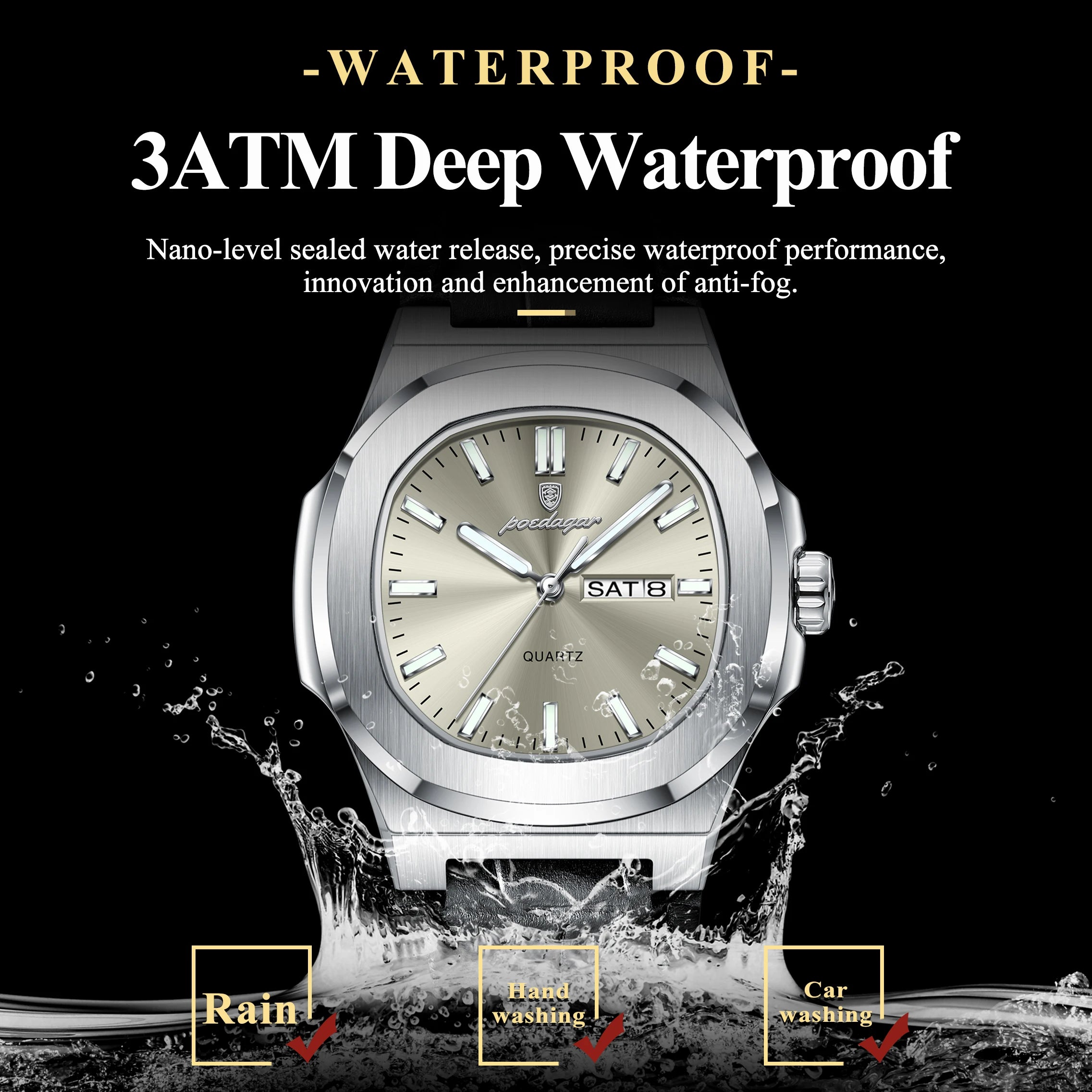 High Quality Luxury Luminous Watch For Men with Day-Date