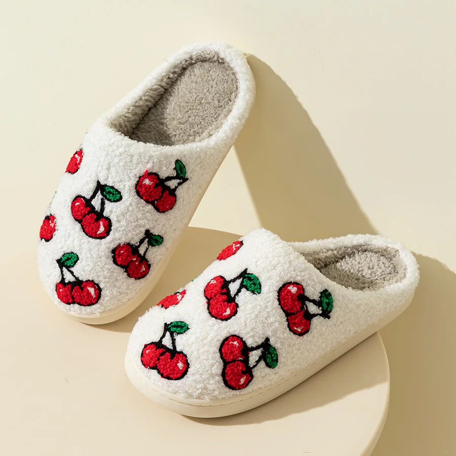 Cute Little Fluffy Cherry Slippers for Women