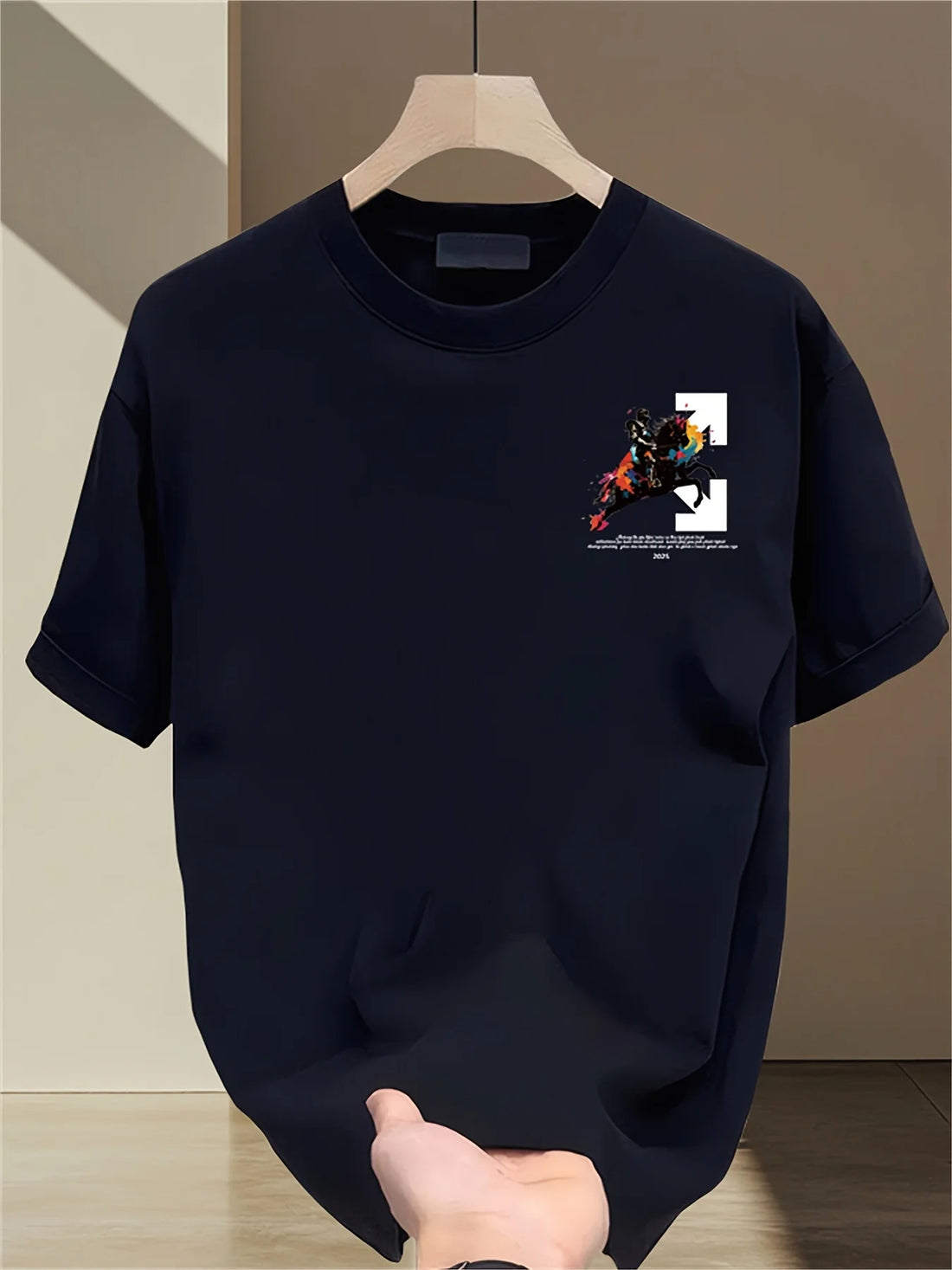 Men's summer trendy all-match T-shirt, super cool and handsome print, polyester fiber breathable fabric, casual and simple short