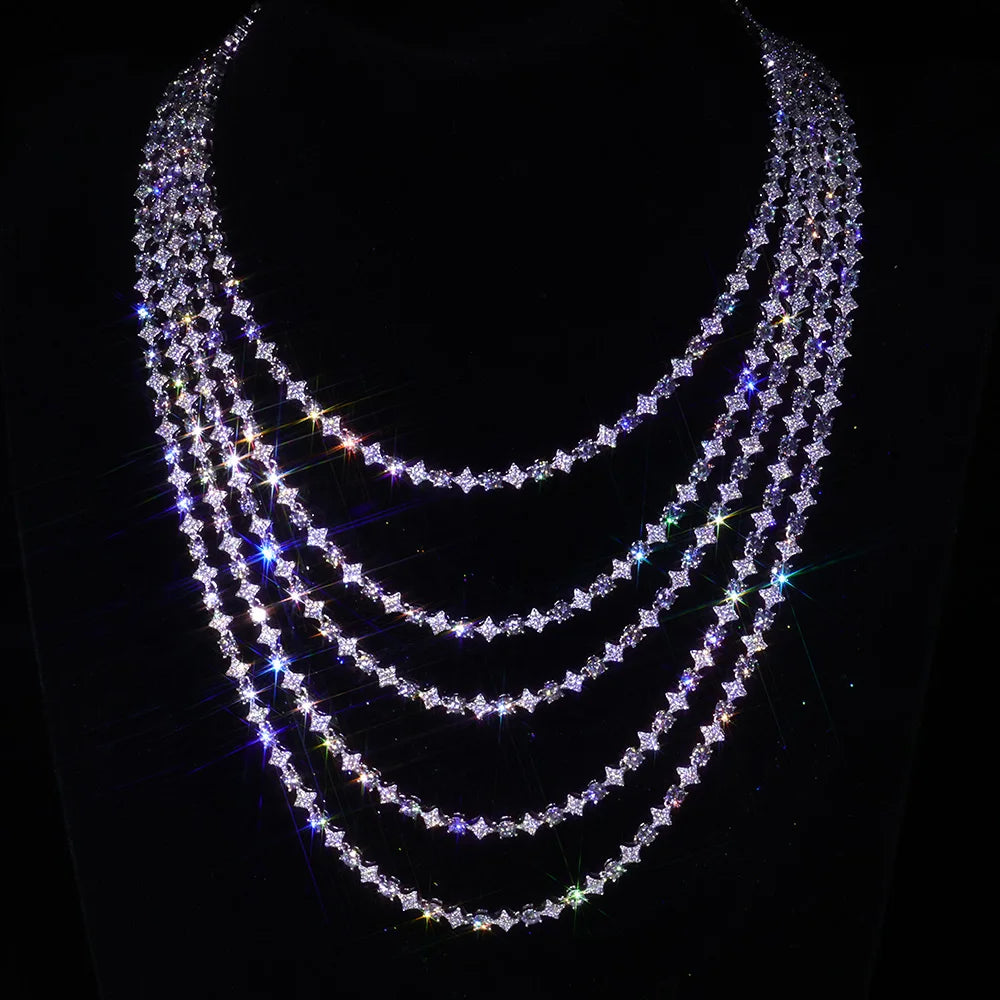 Esteemed Sterling Silver VVS Moissanite Iced Out Tennis Chain and Bracelet