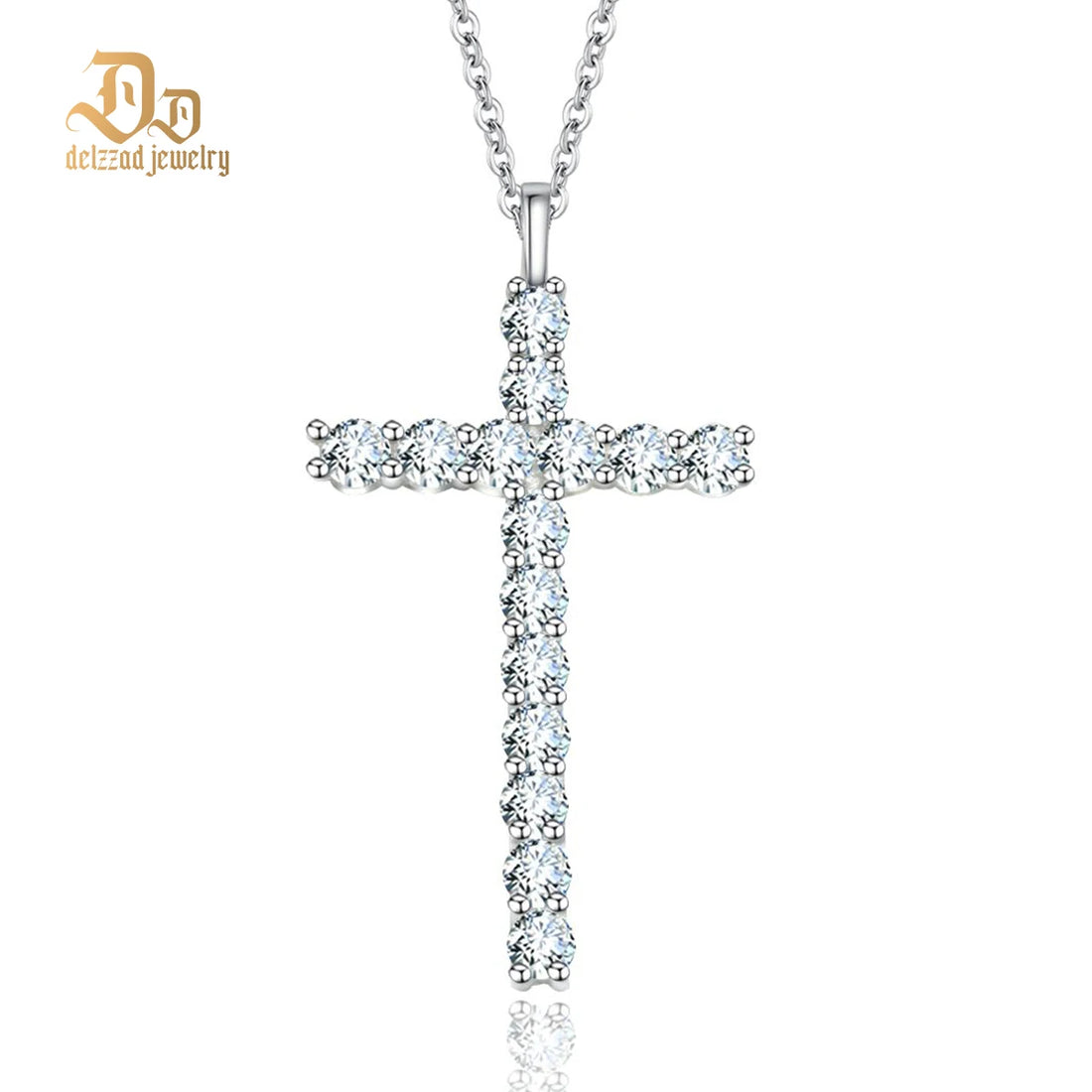 100% S925 Sterling Silver VVS Moissanite Cross Pendant