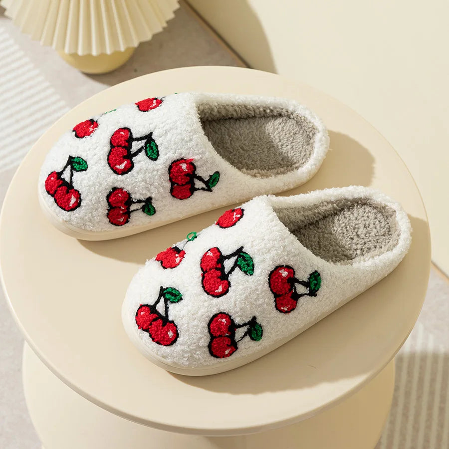 Cute Little Fluffy Cherry Slippers for Women