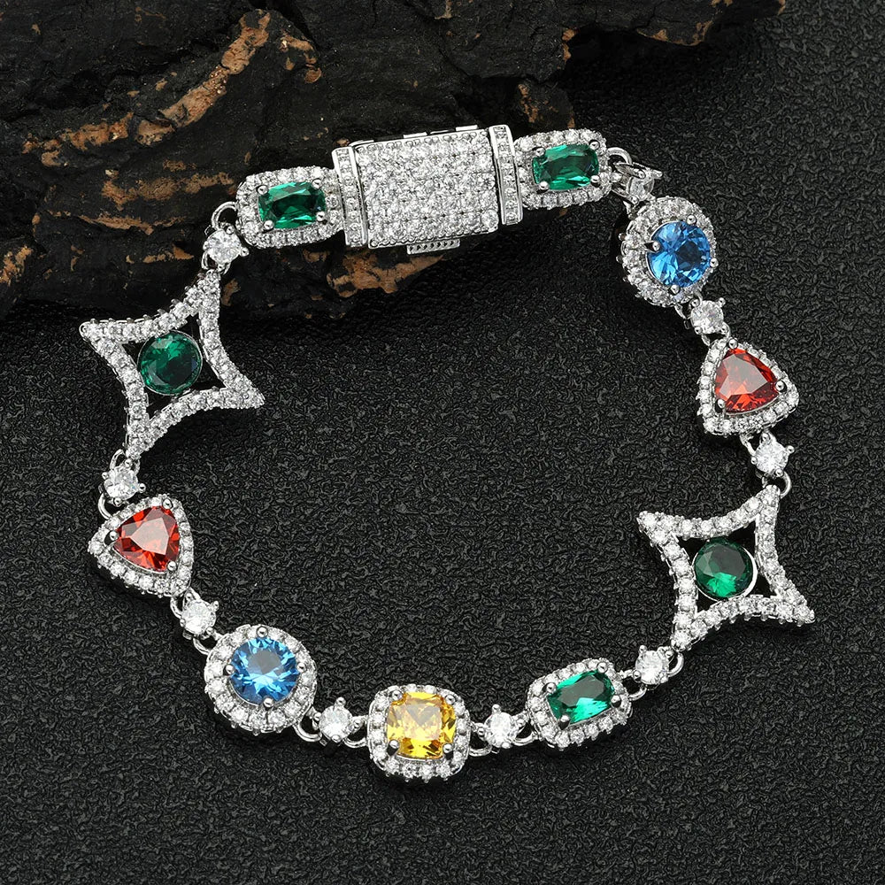 Dazzling Bracelets Mixed Gemstone with 18K Gold-Plating