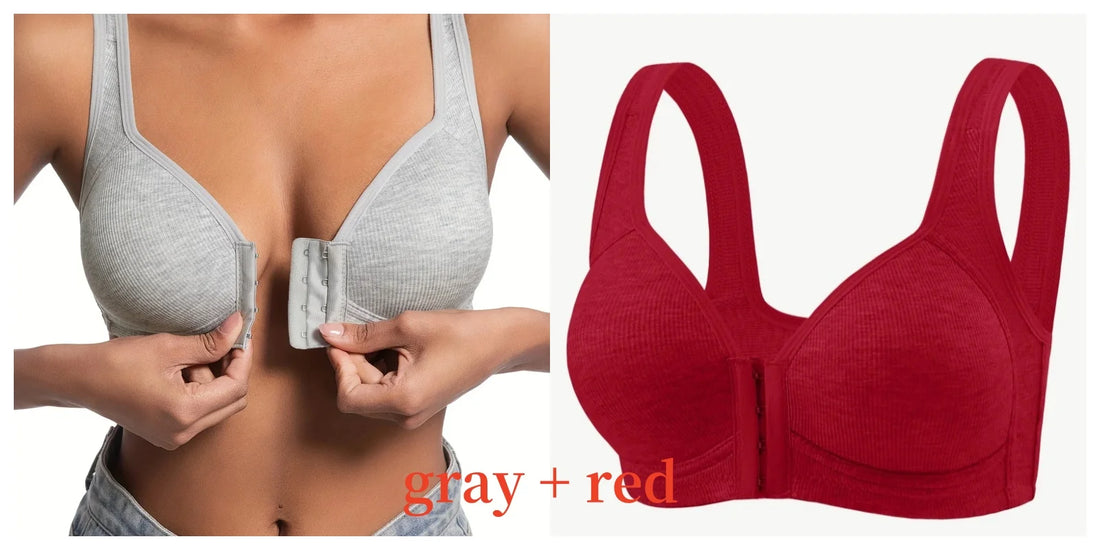 Women's Wire-Free Front Closure Solid Color Bra with Full Coverage
