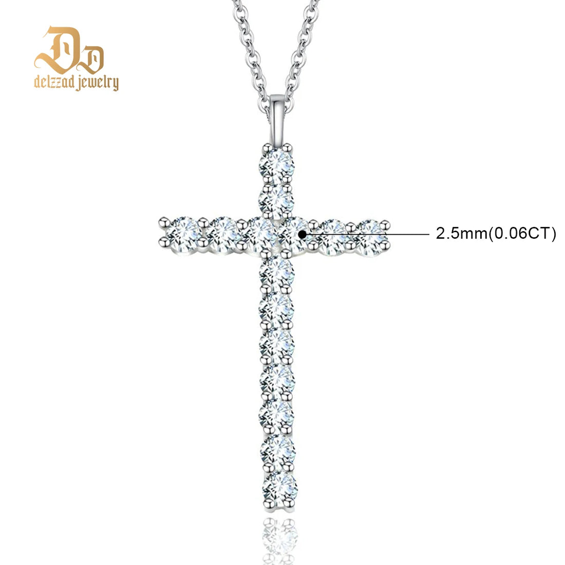 100% S925 Sterling Silver VVS Moissanite Cross Pendant