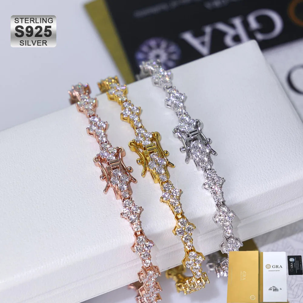 ESKEEM Silver 925 Moissanite Tennis Bracelet Original Brilliant Cut Diamond Pass Test D Color VVS1 Bracelet Gift Fine Jewelry