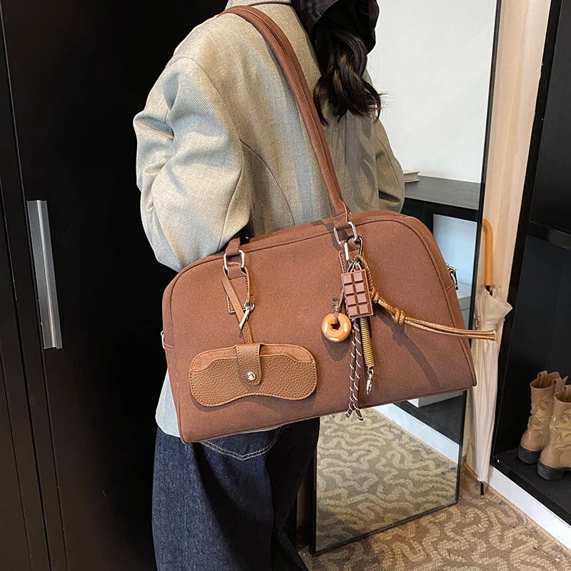 Big Size Suede Bowling Bag