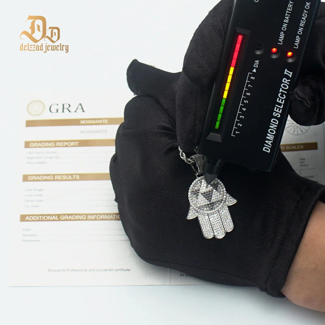 100% S925 Sterling Silver Moissanite Handsome Palm Pendant