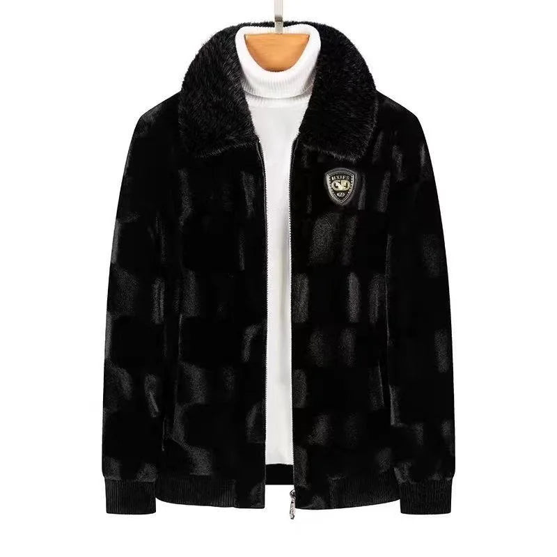 2025 Autumn and Winter Fashion Trend Plus Fleece Thickened Warm Jacket Men's Casual Loose Comfortable High-Grade Large Size Coat