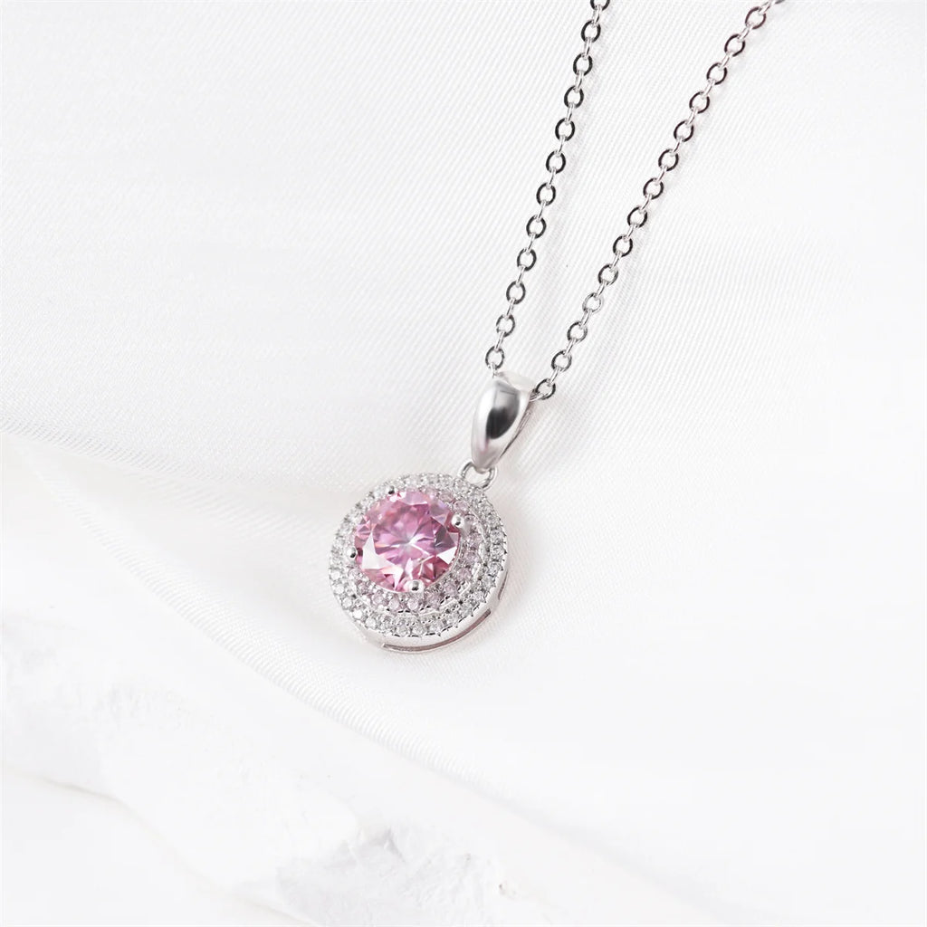 Moissanite 100% 925 Sterling Silver High-End Pink Diamond Super Luxury Pendant
