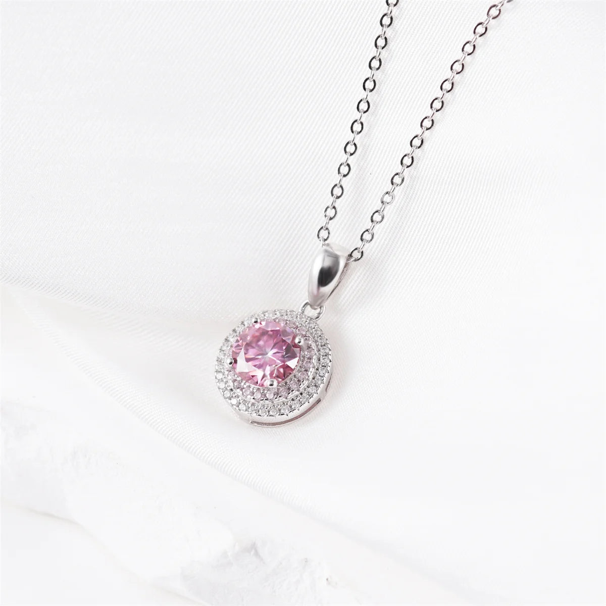 Moissanite 100% 925 Sterling Silver High-End Pink Diamond Super Luxury Pendant