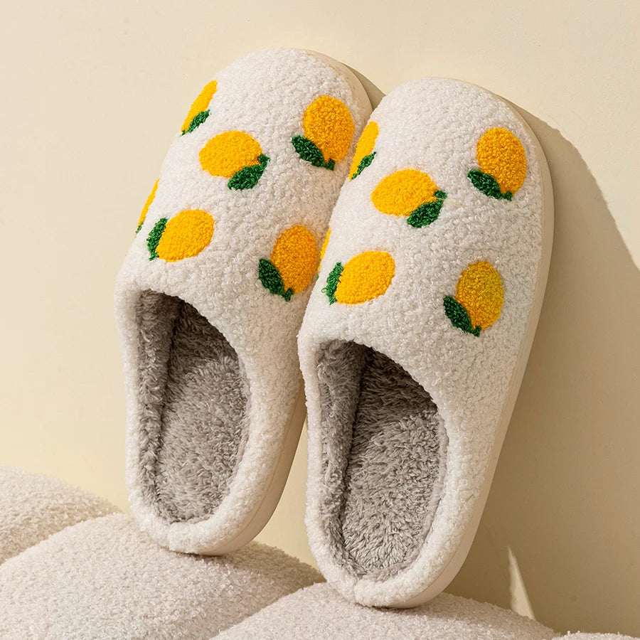 Cute Fruit Style Indoor Warm Breathable Slippers for Winter
