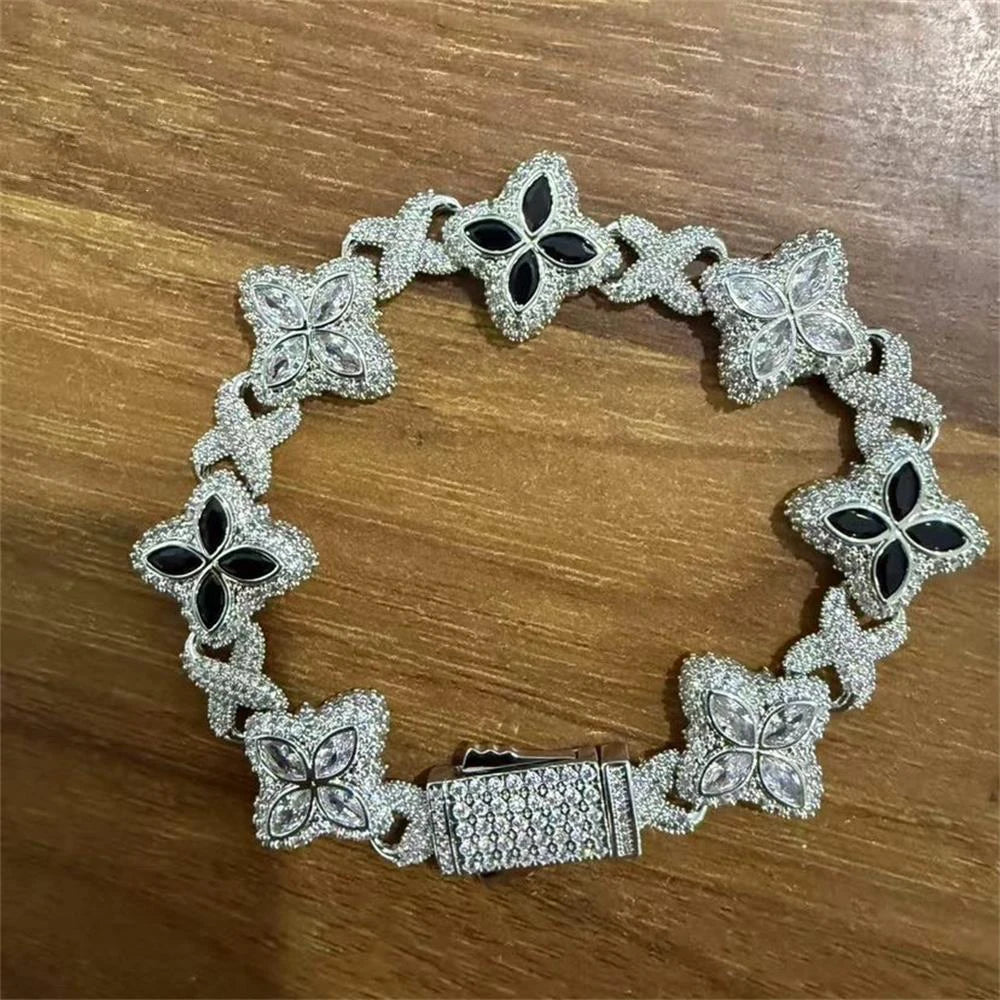 Multi Color CZ Floral Inifinity Chain Bracelet