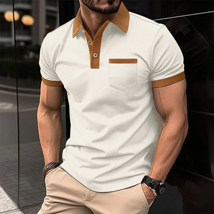 2025 new summer men's short sleeve waffle color POLO