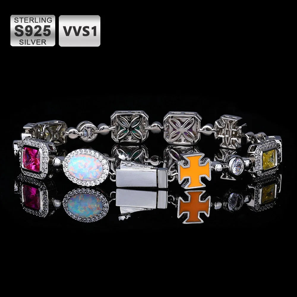 Luxury Geometric Multi-Color Moissanite Choker and Bracelet VVS JEWELRY