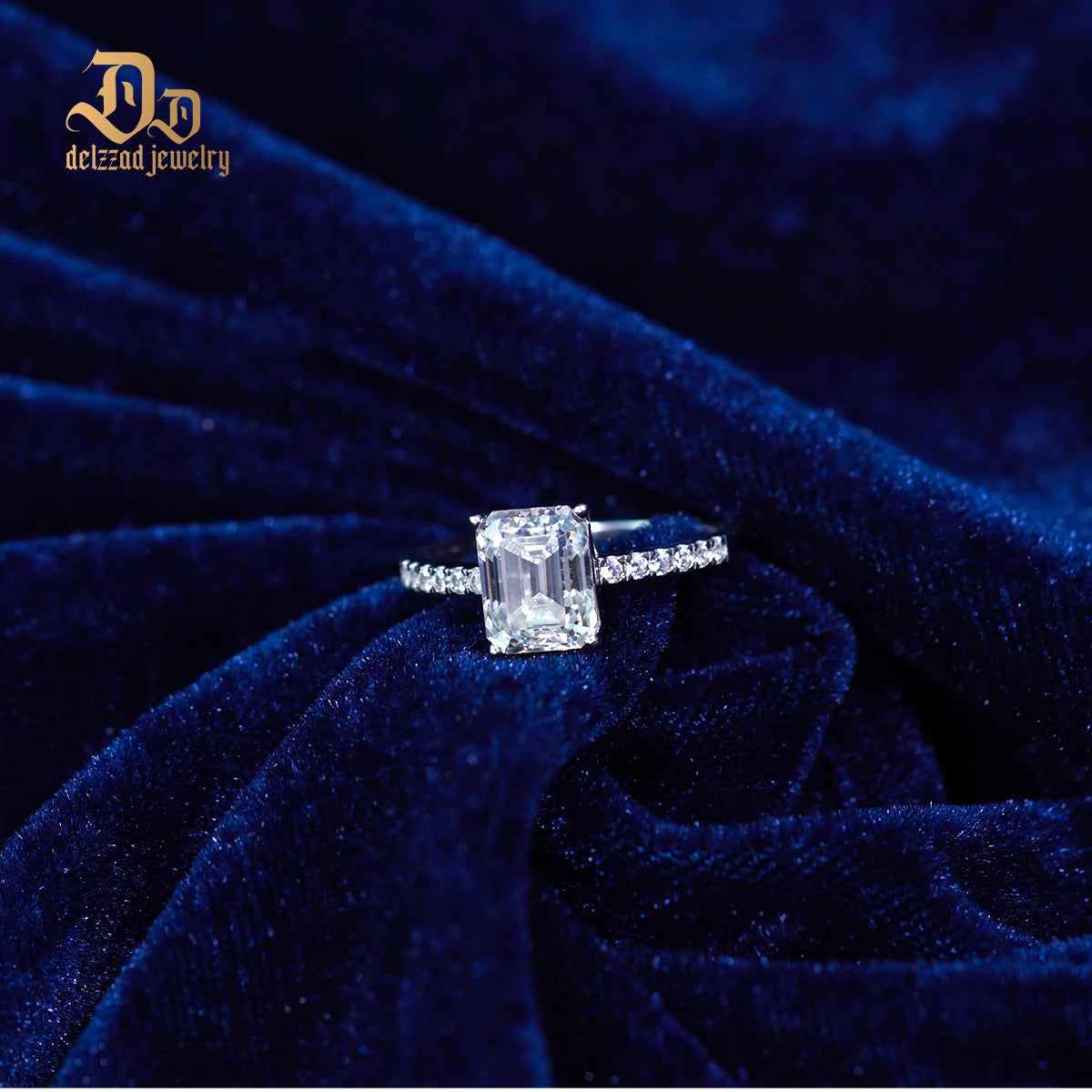 3ct 925 Sterling Silver Emerald Cut Man-Made Gemstone Ring