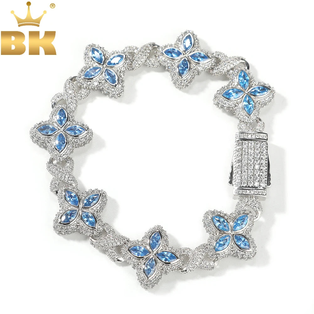Multi Color CZ Floral Inifinity Chain Bracelet