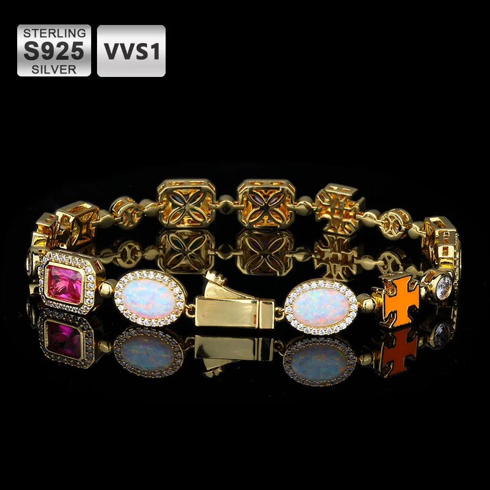 Luxury Geometric Multi-Color Moissanite Choker and Bracelet VVS JEWELRY