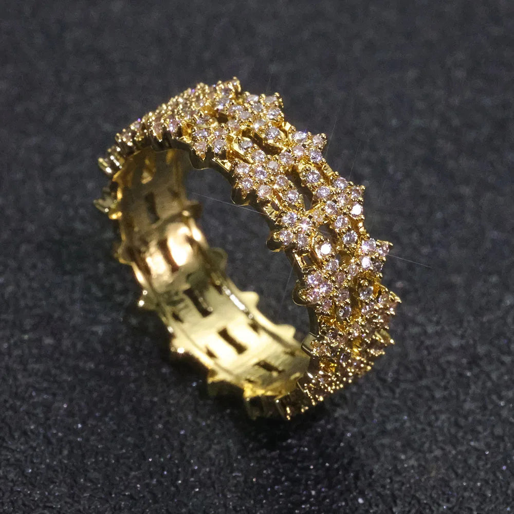 ESKEEM Cross Finger Ring Hip Hop Jewelry Ice Out Prong Setting AAAAA CZ Diamond Cuban Ring for Him Her