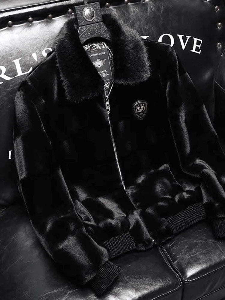 2025 Autumn and Winter Fashion Trend Plus Fleece Thickened Warm Jacket Men's Casual Loose Comfortable High-Grade Large Size Coat