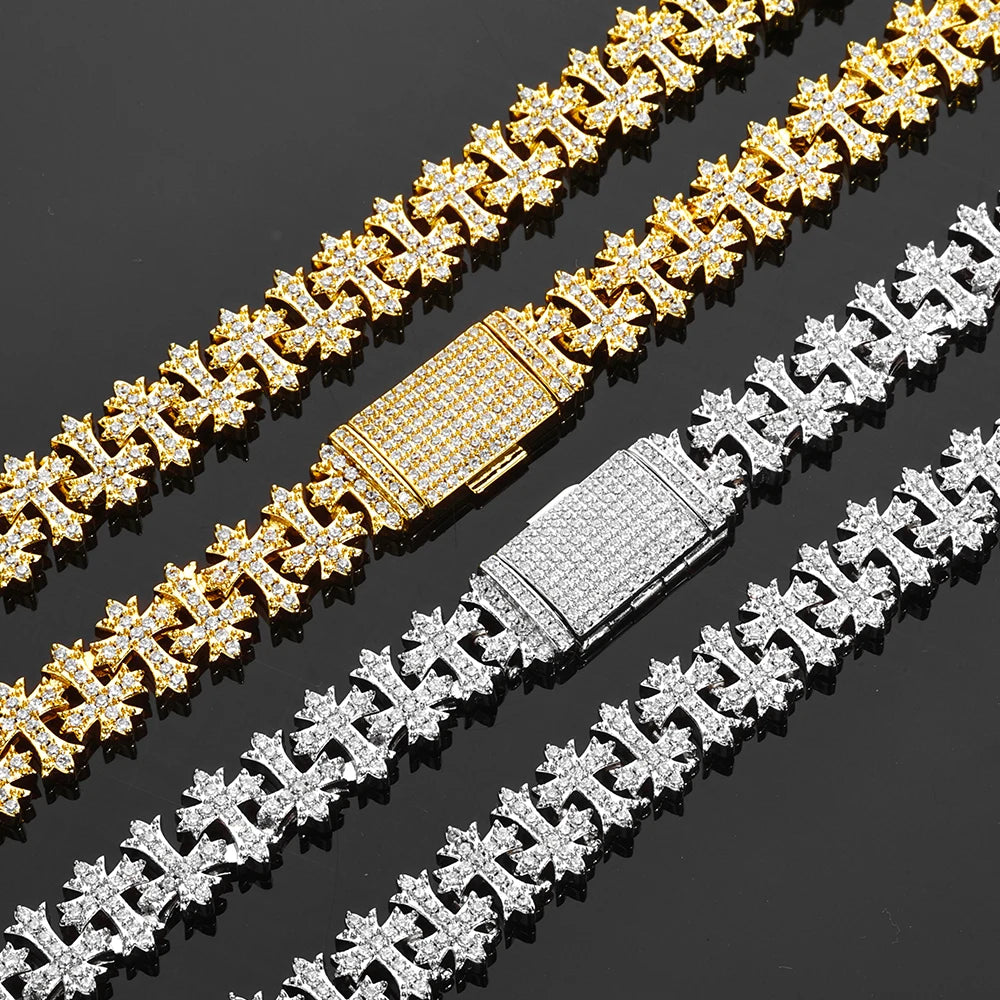 11MM Iced Cross Snowflake Bracelet with Diamond