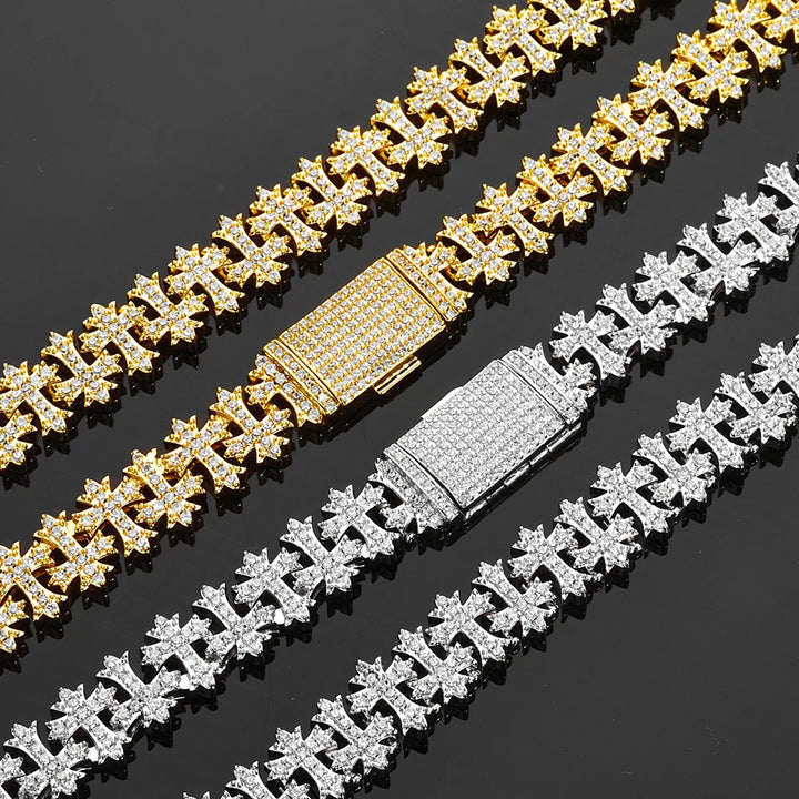 11MM Iced Cross Snowflake Bracelet with Diamond