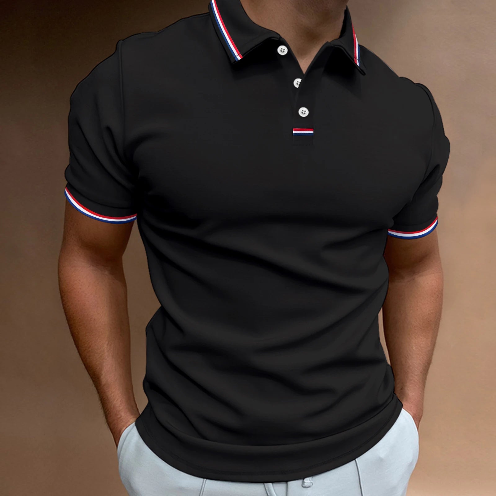 2025 new stretch solid color summer thin quick-drying short-sleeved lapel POLO shirt