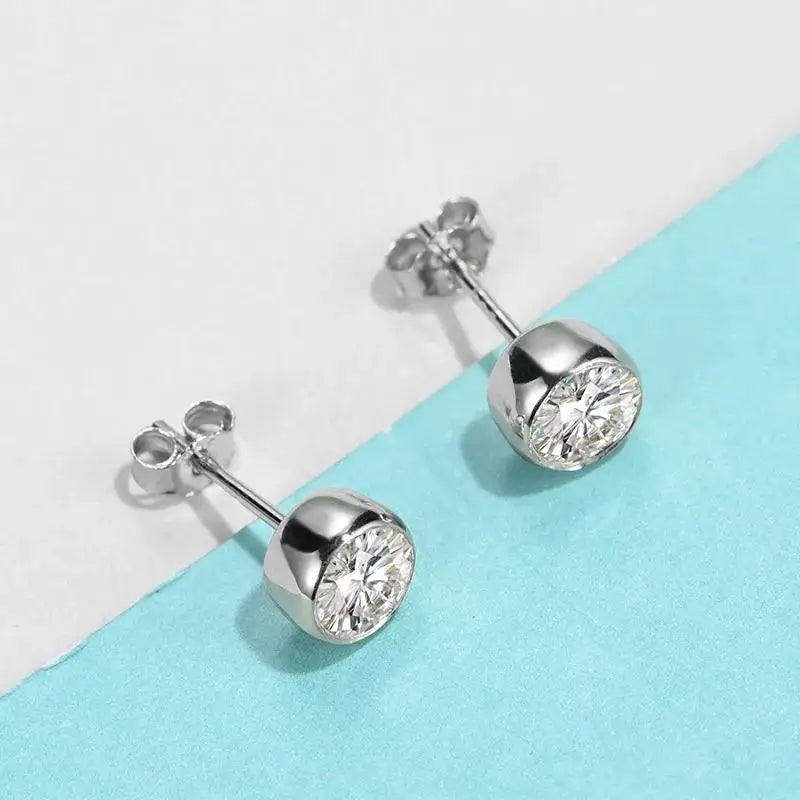 0.5ct 100% S925 Sterling Silver Round Moissanite Women's Simplicity Bubble Stud Earrings