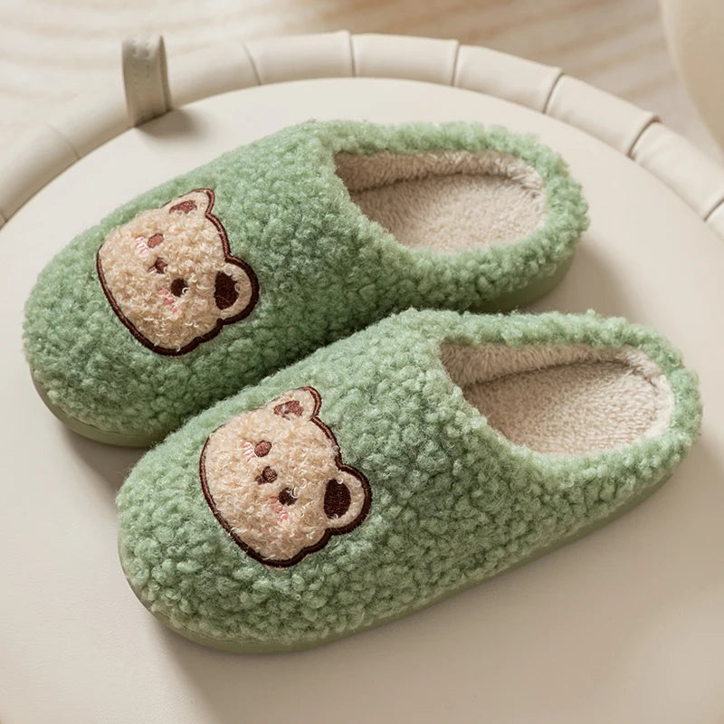 Cute Bear Fluffy Warm Indoor Slippers