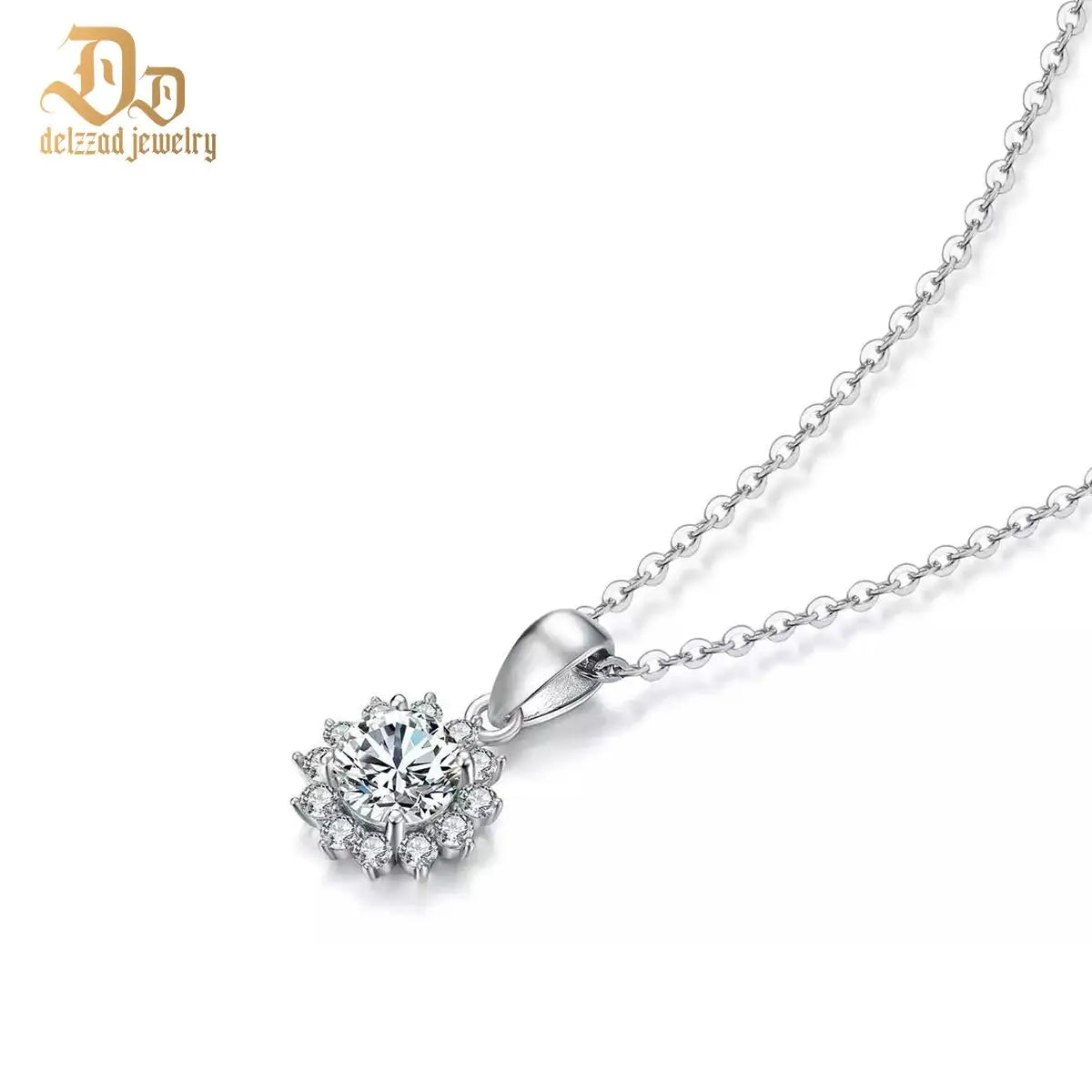 S925 Sterling Silver 1/2 Carat SunFlower Moissanite Necklace
