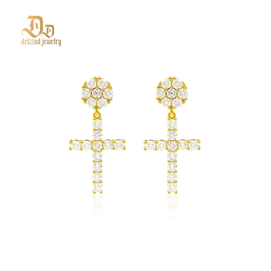 Authentic La Moissanite Cross Stud Earrings 100% Top Quality S925 Sterling Silver