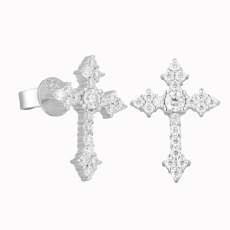 Moissanite Stud Earrings 0.1 Carat Shining Cross
