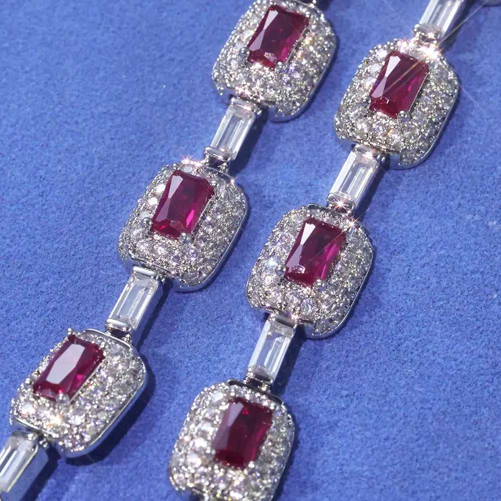 Silver Plated Red Diamond Gemstone Bracelet