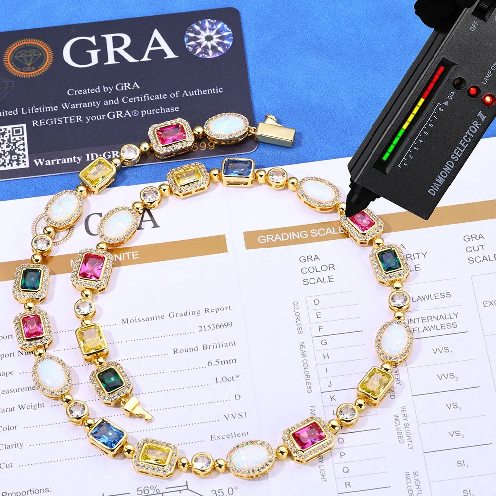 Luxury Geometric Multi-Color Moissanite Choker and Bracelet VVS JEWELRY