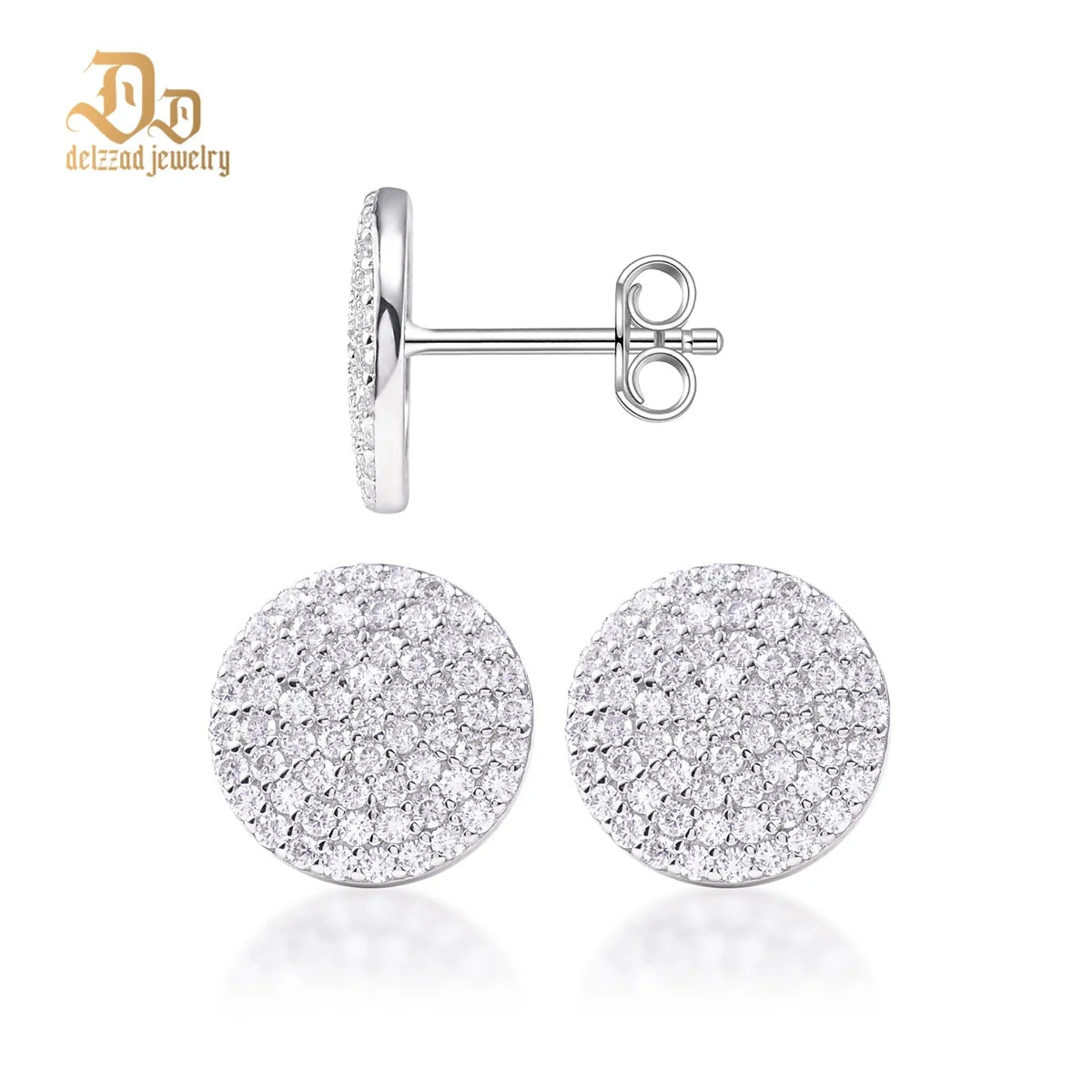 D Color Moissanite Large Round Earrings with 925 Sterling Silver for Unisex