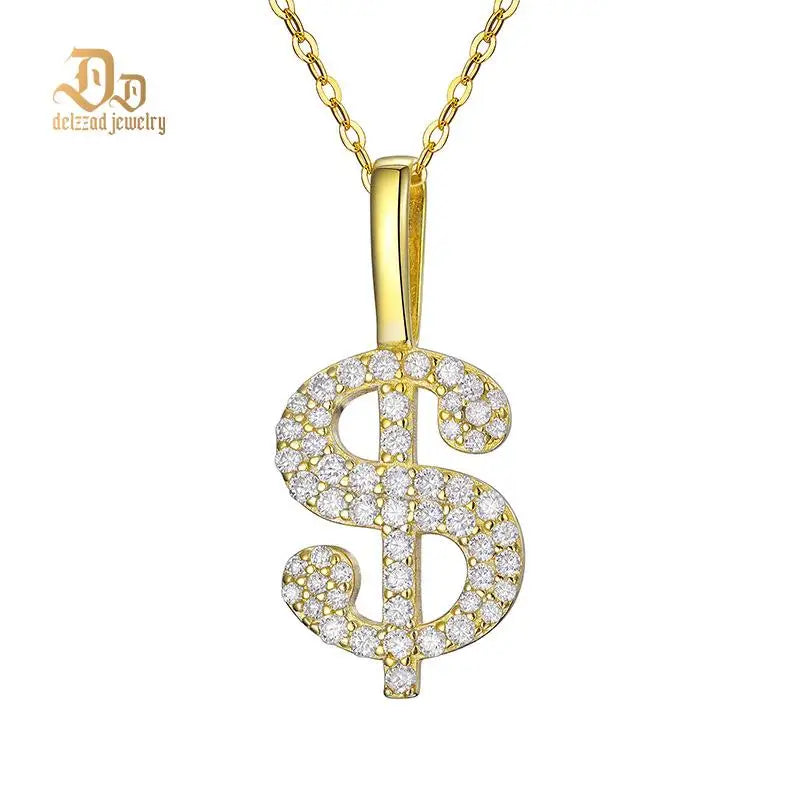 2025 Delzzad Exquisite US Gold Pendant 100% S925 Sterling Silver VVS Moissanite Unisex Simple Sports OL Style Jewelry Party Gift