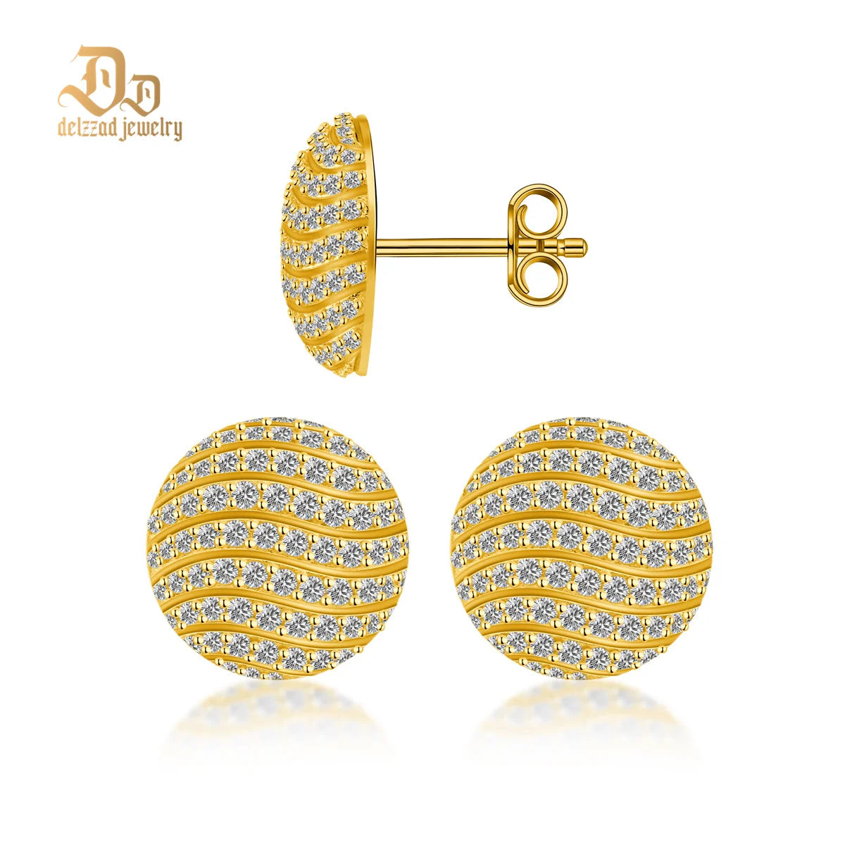 Moissanite D Color Simple Full Diamond Round Earrings with 925 Sterling Silver