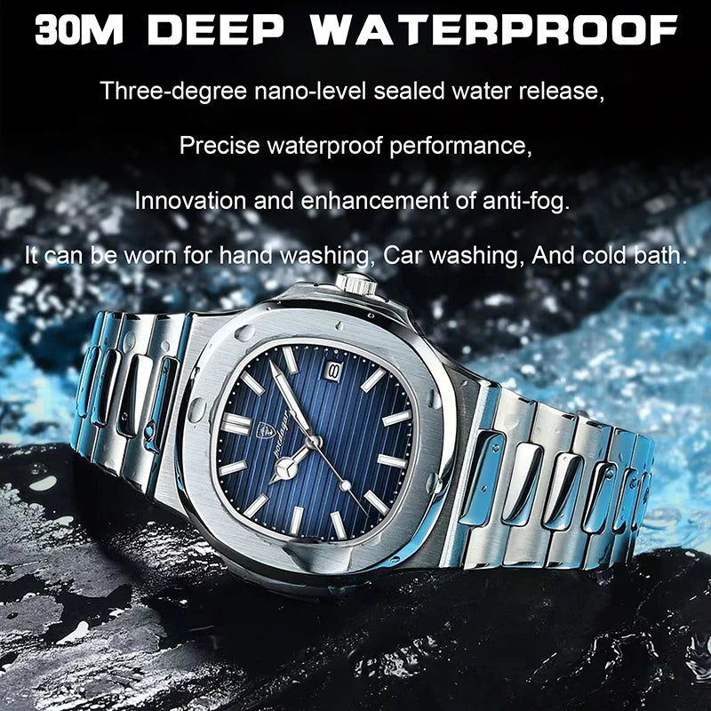 Stainless Steel Watch Men Luxury Brand Business Luminous Waterproof Quartz Wristwatches