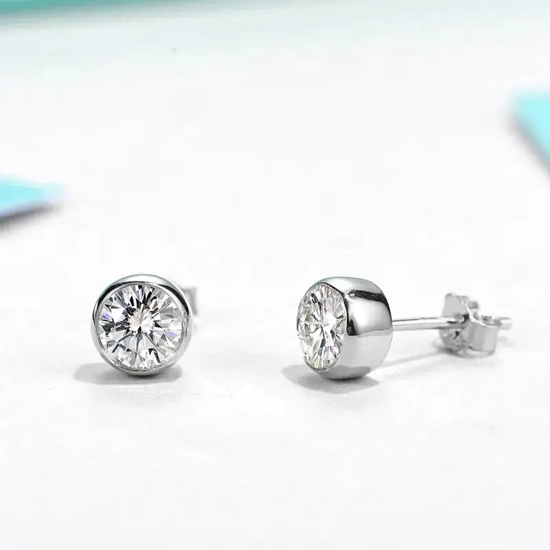 0.5ct 100% S925 Sterling Silver Round Moissanite Women's Simplicity Bubble Stud Earrings