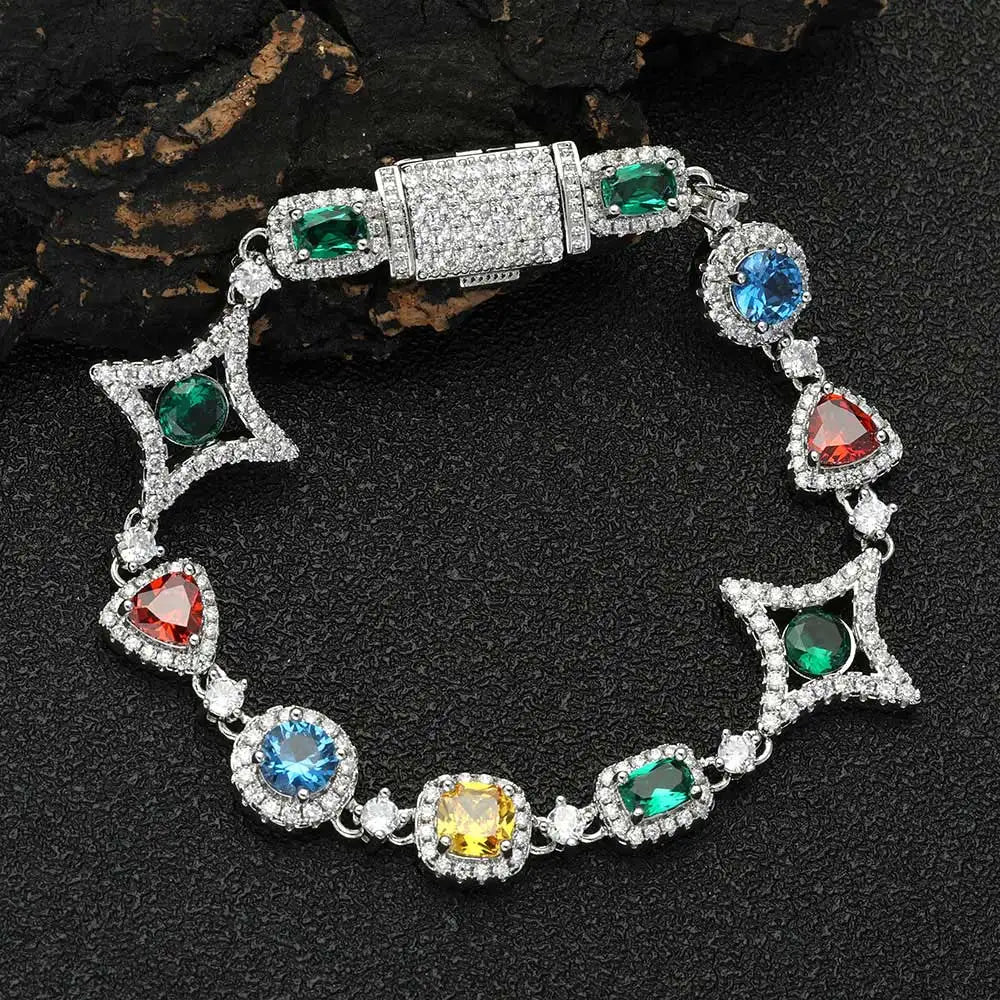 Dazzling Bracelets Mixed Gemstone with 18K Gold-Plating