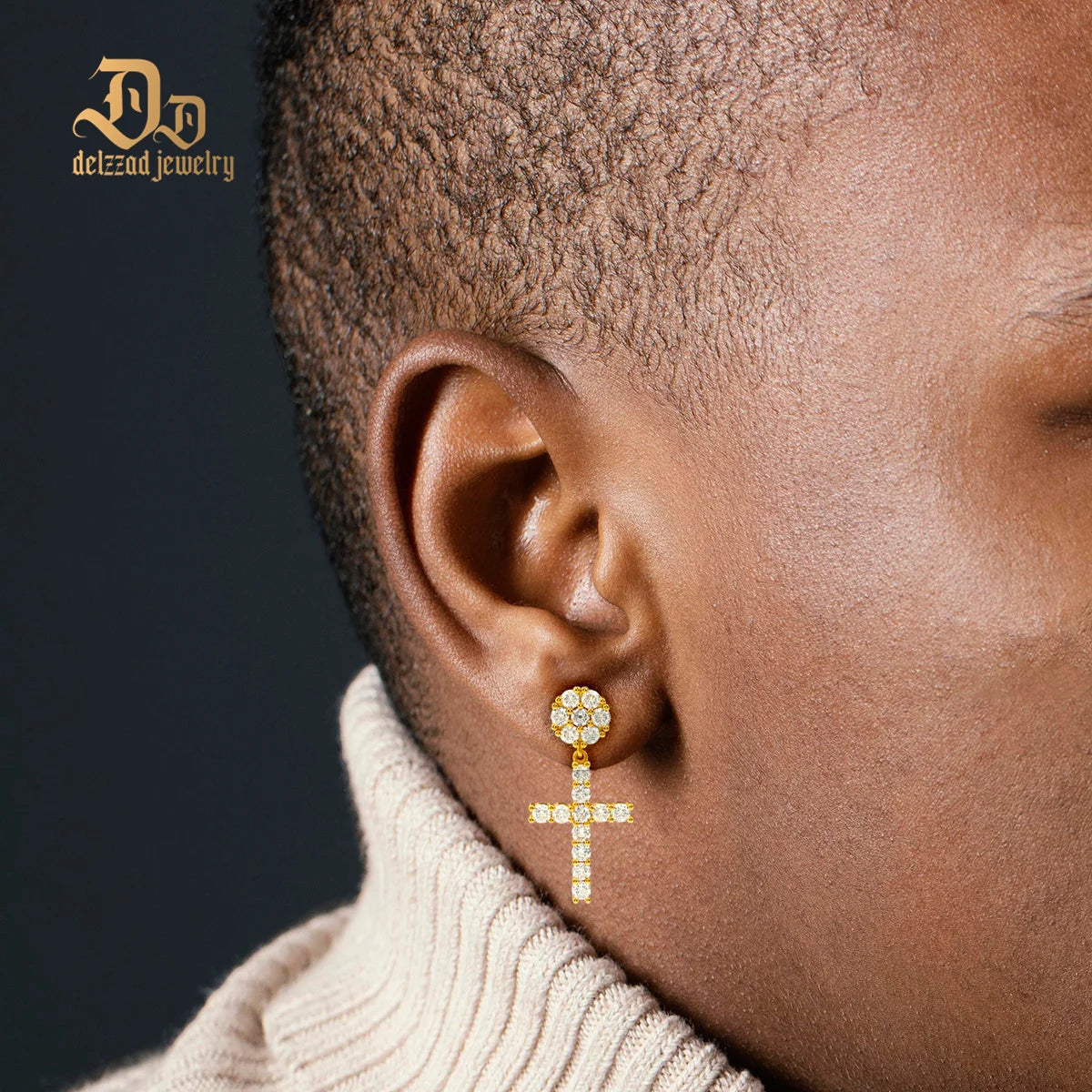 Authentic La Moissanite Cross Stud Earrings 100% Top Quality S925 Sterling Silver