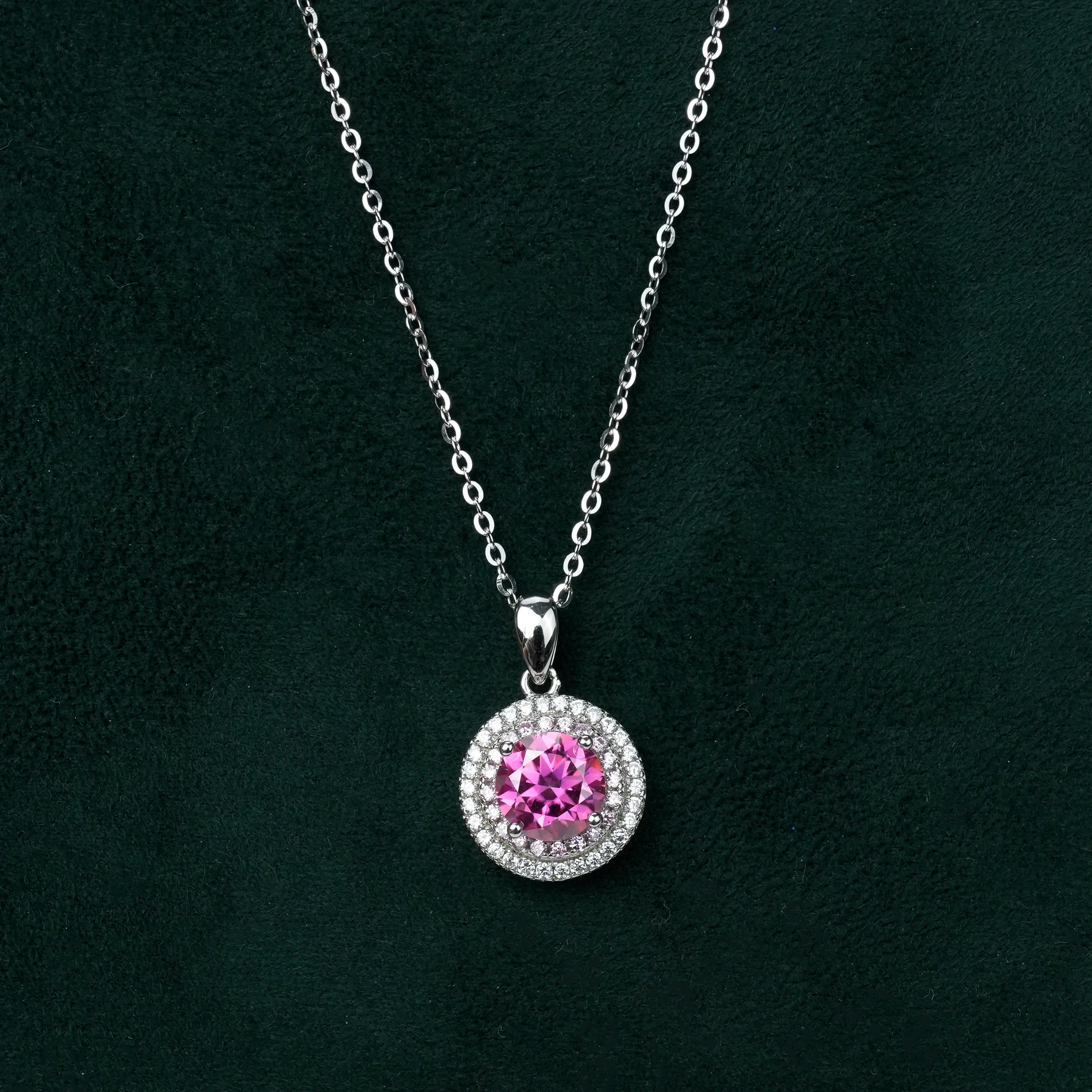 Moissanite 100% 925 Sterling Silver High-End Pink Diamond Super Luxury Pendant